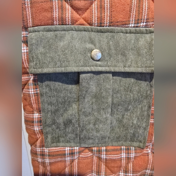 NWT Hem & Thread Plaid Quilted Shacket Coral Size 1X - Picture 3 of 8